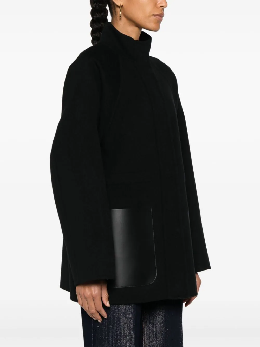 BLACK JACKET WITH INT MONOGRAM LEATHER POCKETS