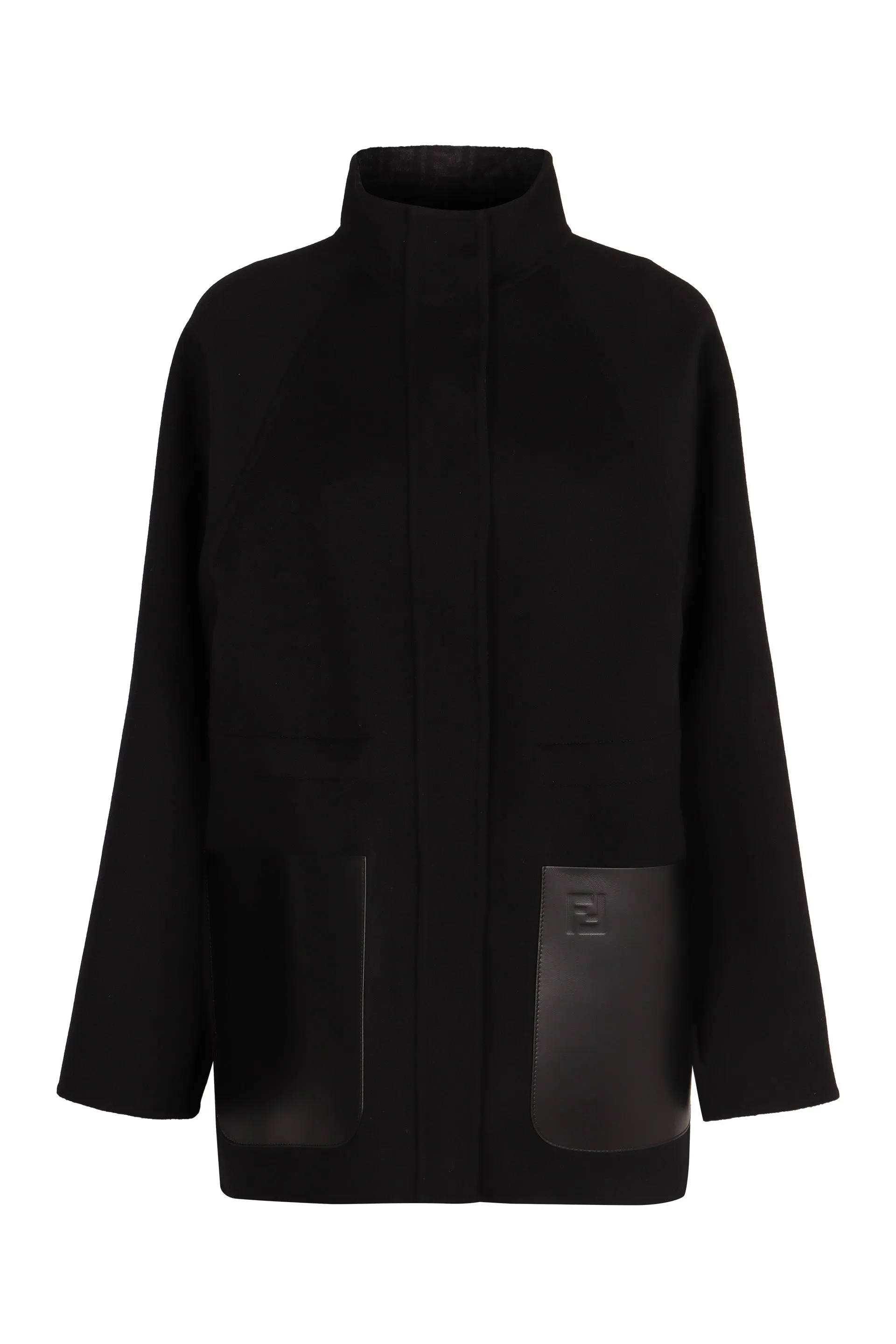 BLACK JACKET WITH INT MONOGRAM LEATHER POCKETS