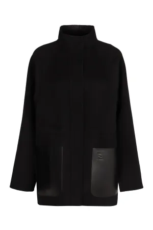 BLACK JACKET WITH INT MONOGRAM LEATHER POCKETS