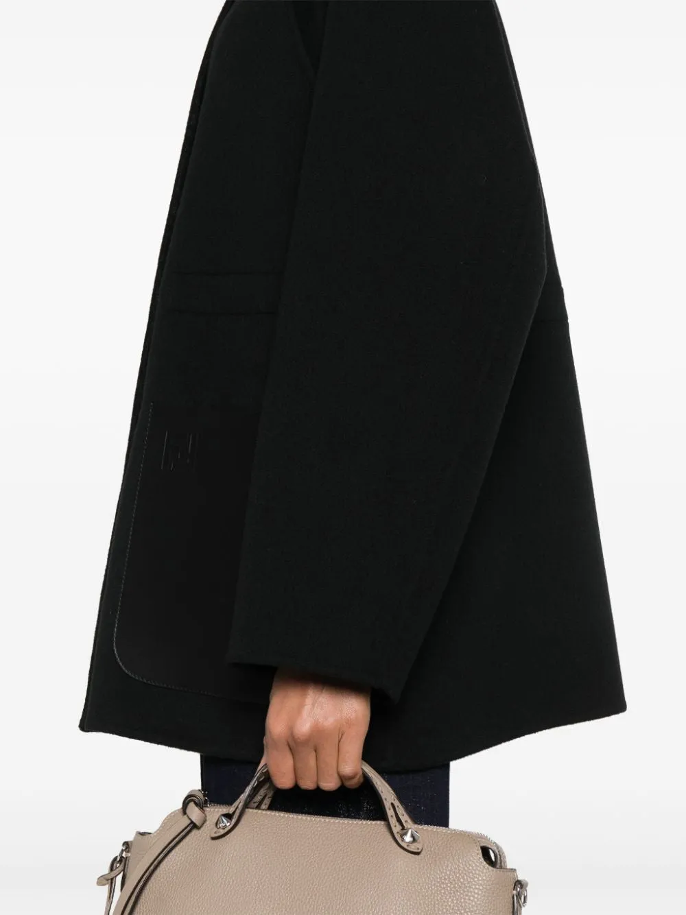 BLACK JACKET WITH INT MONOGRAM LEATHER POCKETS
