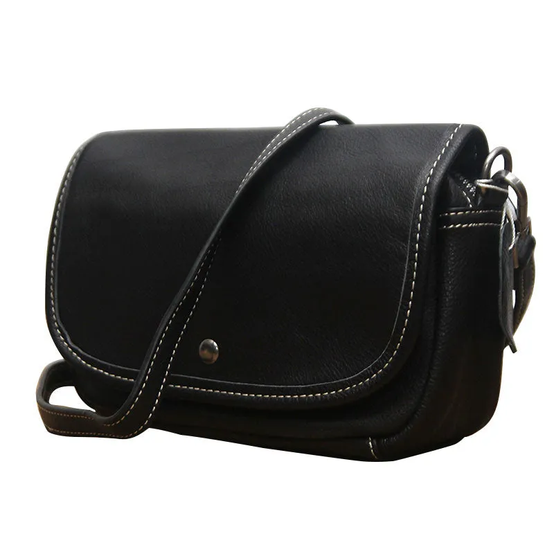 Black LEATHER WOMEN Messenger Bag SHOULDER BAG Crossbody Purses FOR WOMEN