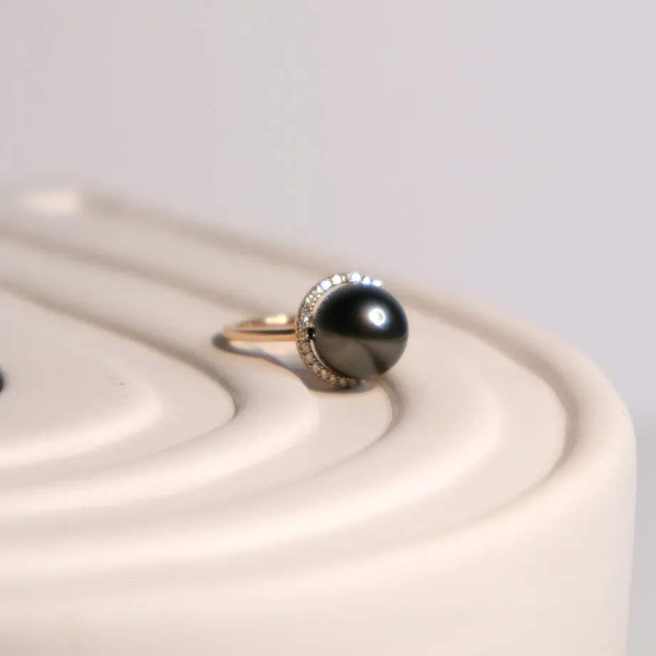 Black Pearl Rose Gold Ring