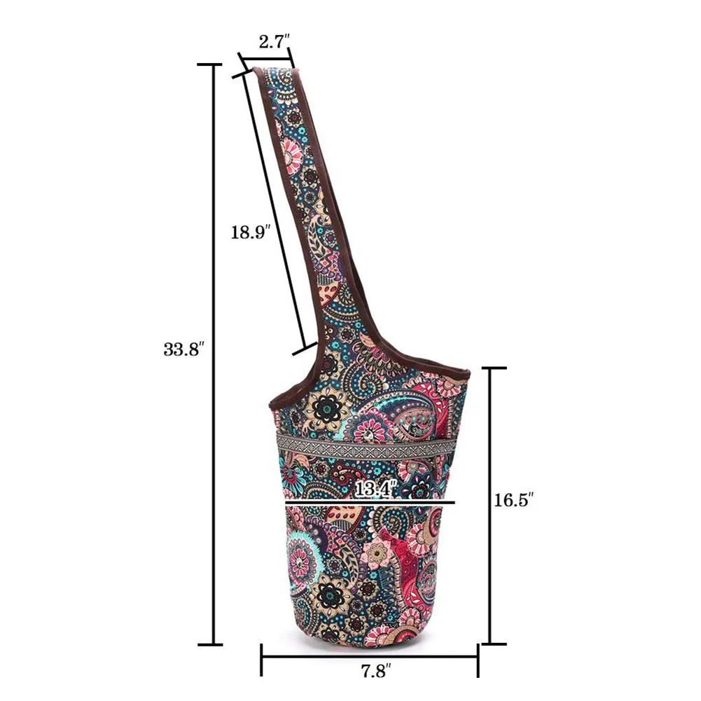 Boho Yoga Mat Tote Bag. Women's all-in-one gym or fitness shoulder bag. WickedYo.
