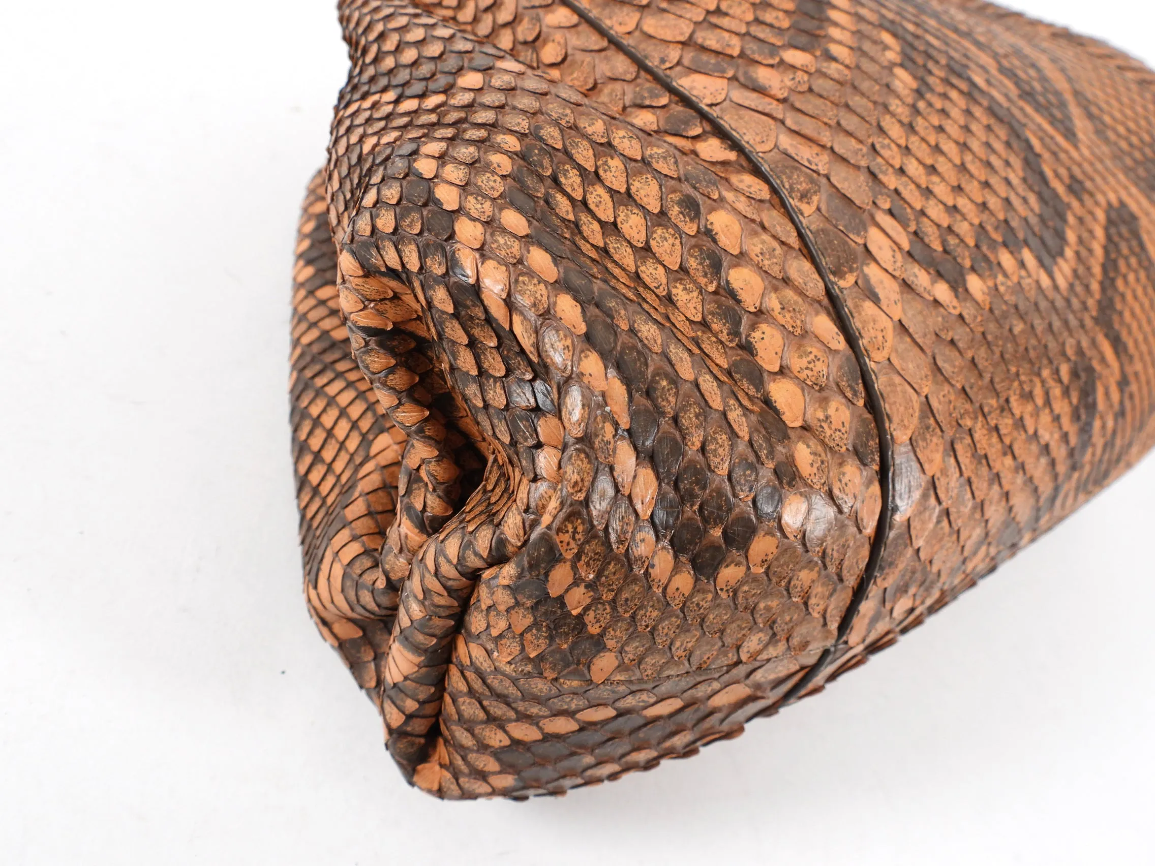 Bottega Veneta Tan Brown Python Large The Pouch Clutch Bag