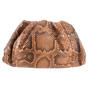 Bottega Veneta Tan Brown Python Large The Pouch Clutch Bag