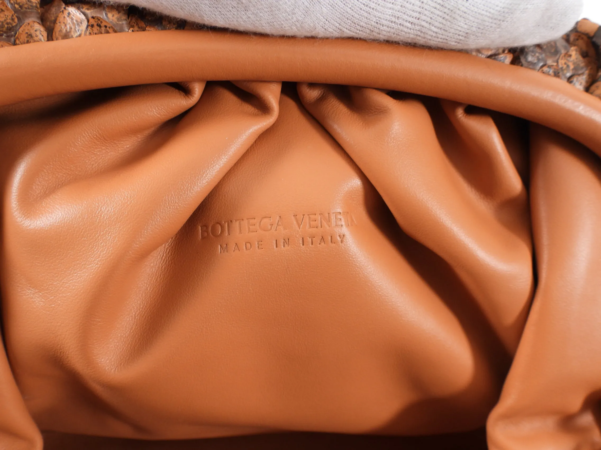 Bottega Veneta Tan Brown Python Large The Pouch Clutch Bag
