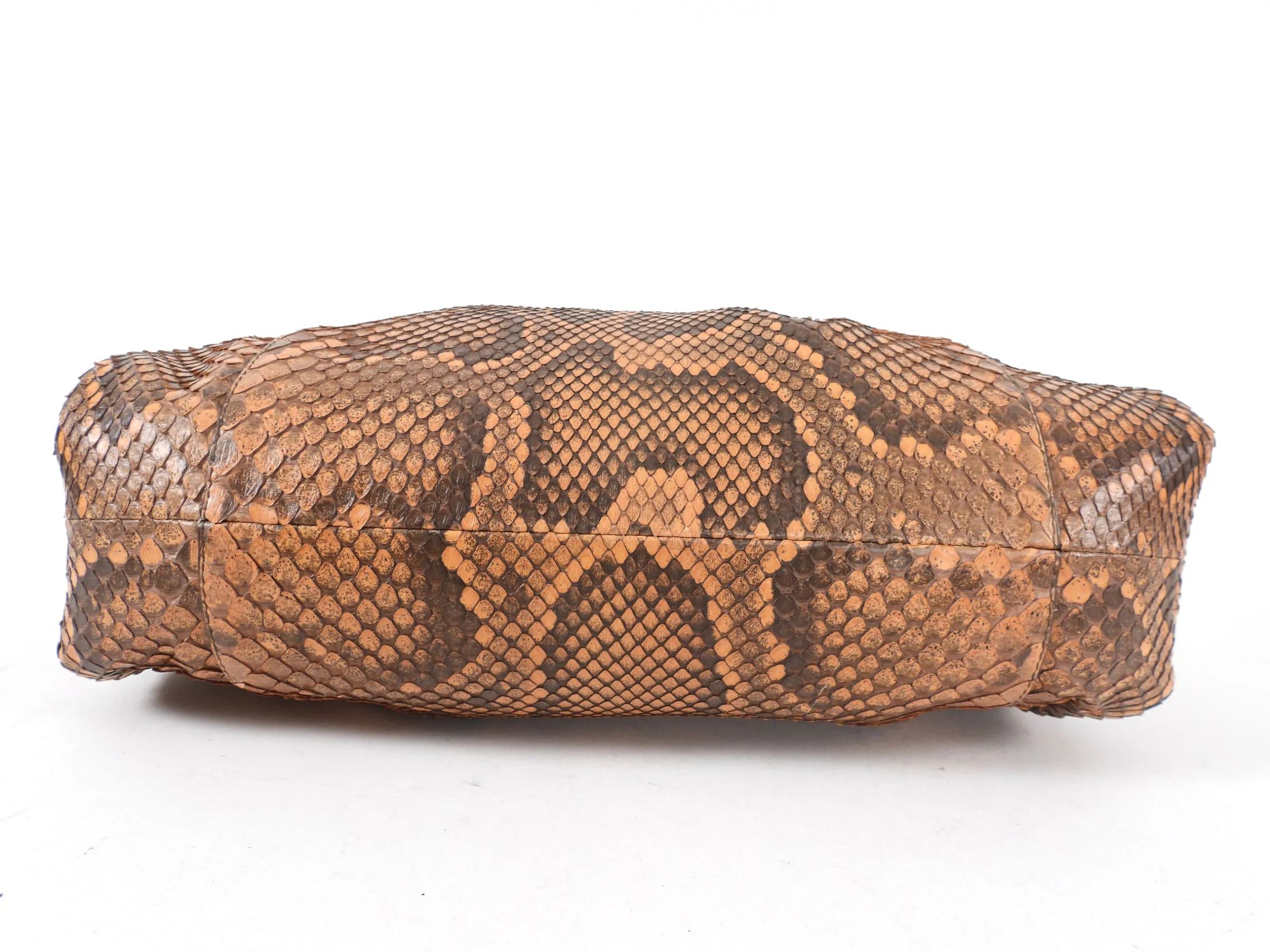 Bottega Veneta Tan Brown Python Large The Pouch Clutch Bag