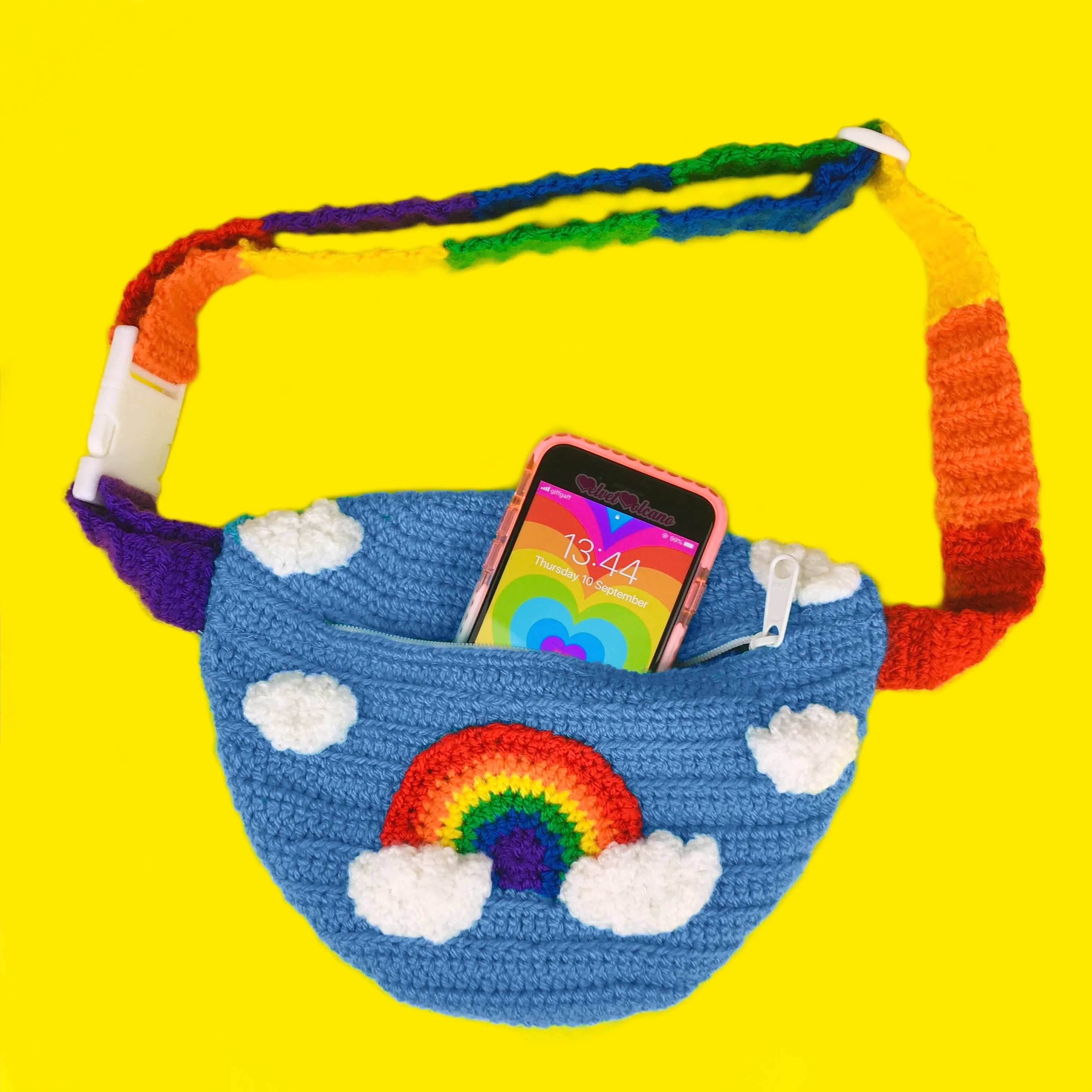 Bright Rainbow Cloud Bum Bag (Dolphin Blue)