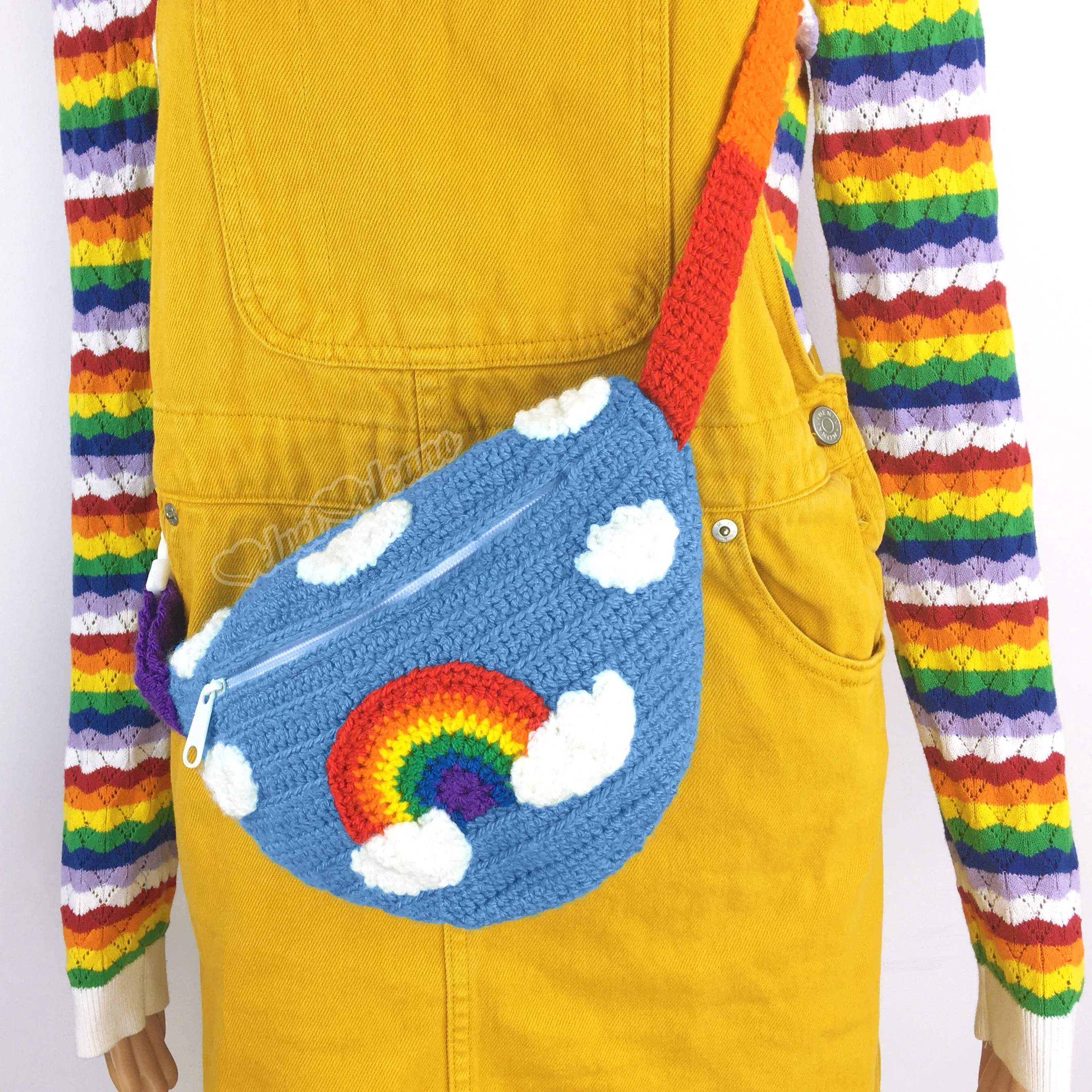 Bright Rainbow Cloud Bum Bag (Dolphin Blue)