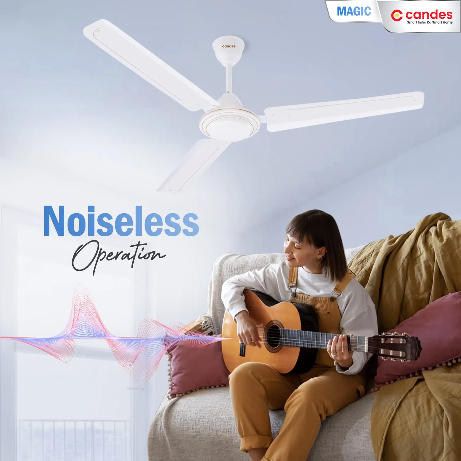 Candes Magic 48 inch /1200 MM High Speed Anti Dust Ceiling Fan, 400 RPM with 2 Years Warranty (White, Pack of 1)