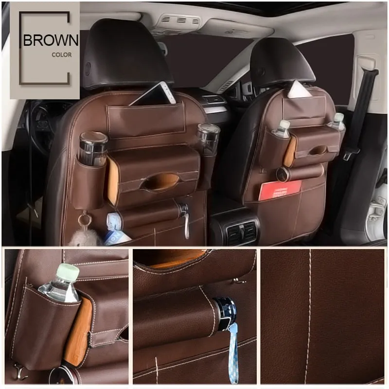 Car Backseat Organizer Storage Organizer - Multi-Pockets with PU Leather