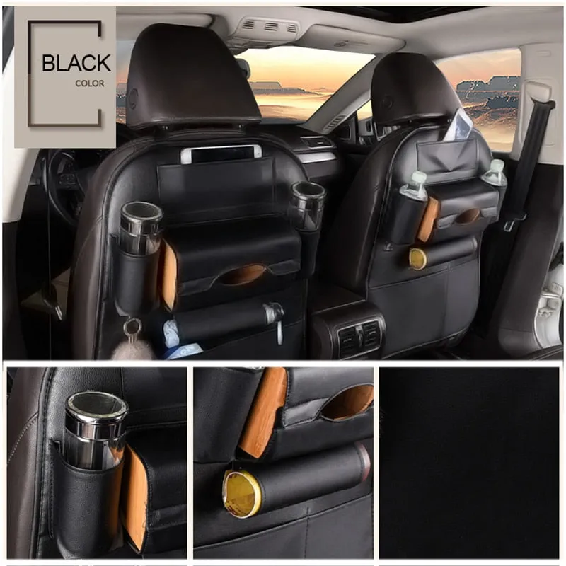 Car Backseat Organizer Storage Organizer - Multi-Pockets with PU Leather