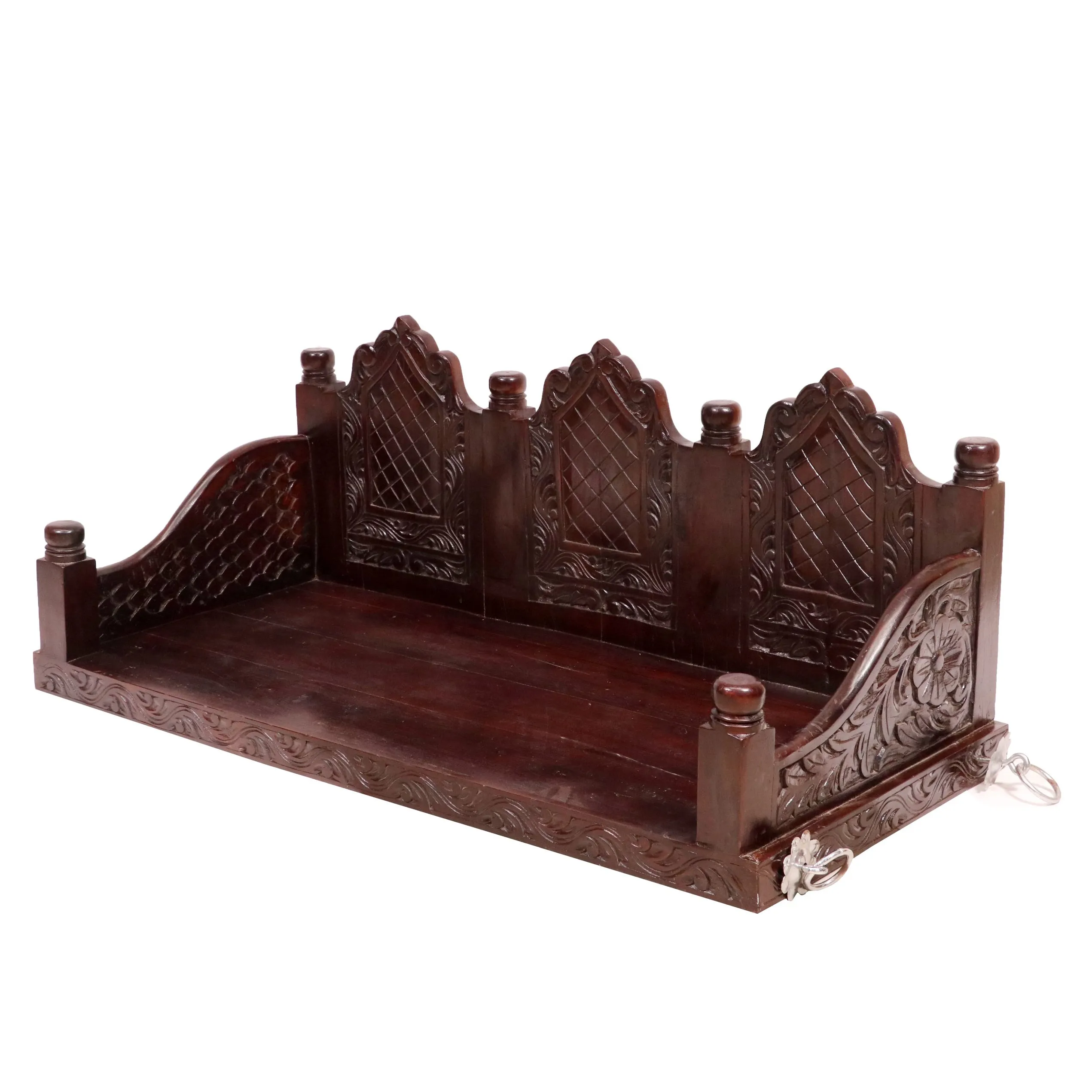 Carved folk design 2 Seater wooden swing