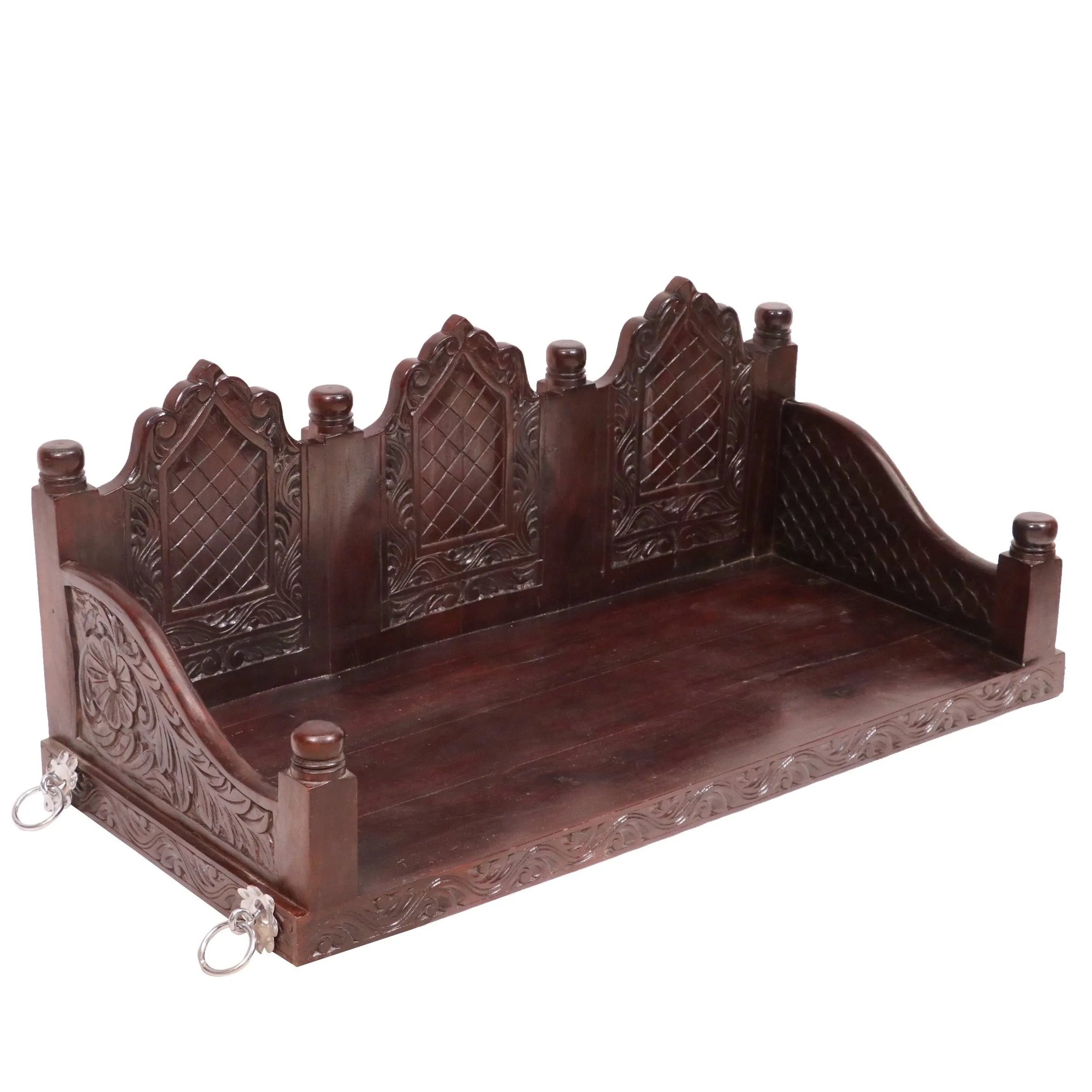 Carved folk design 2 Seater wooden swing