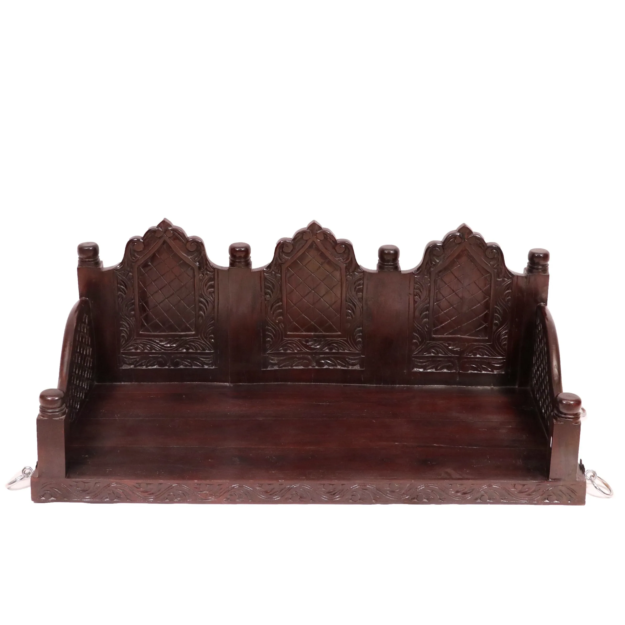Carved folk design 2 Seater wooden swing