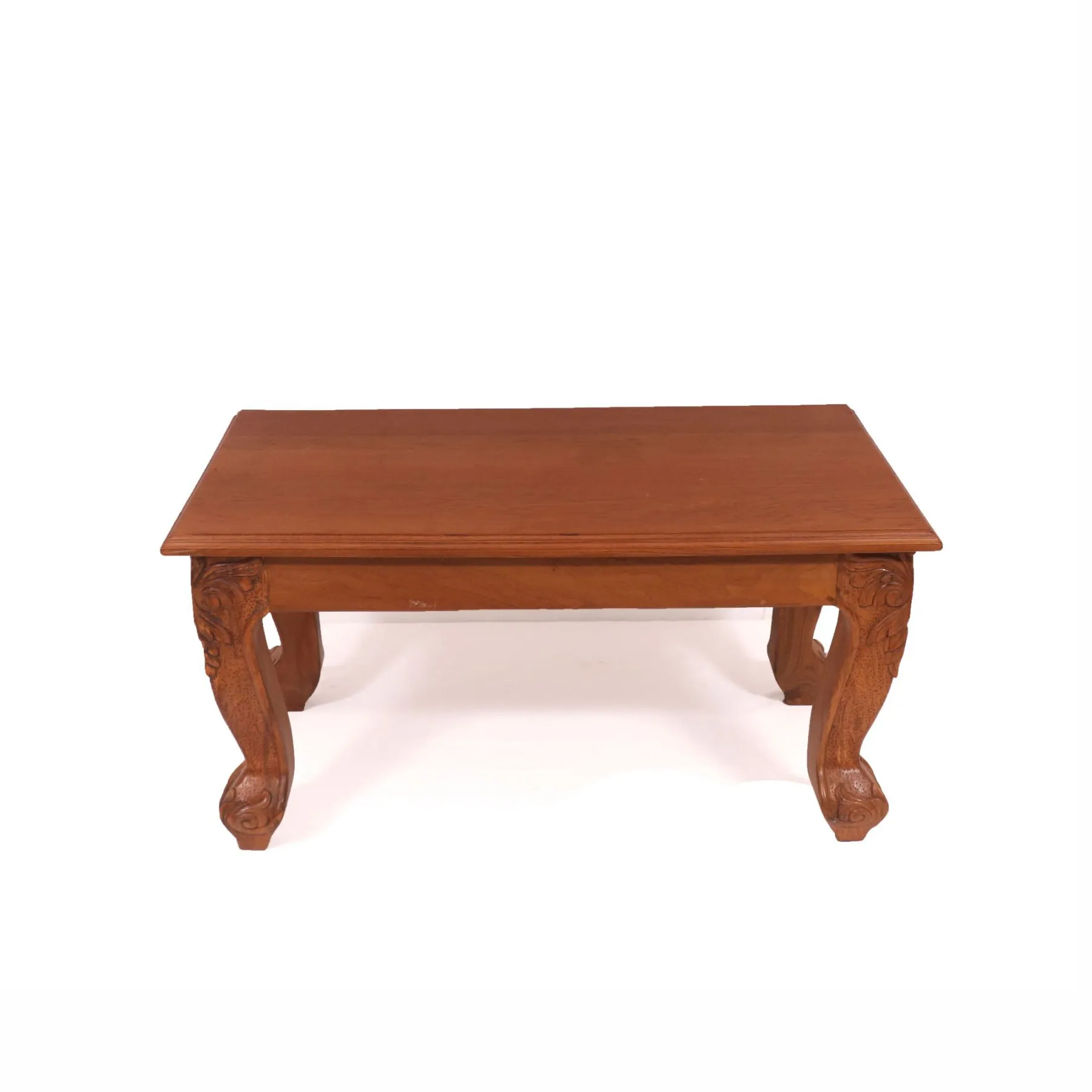 Carved Leaf Wooden Handmade Classic Coffee Table