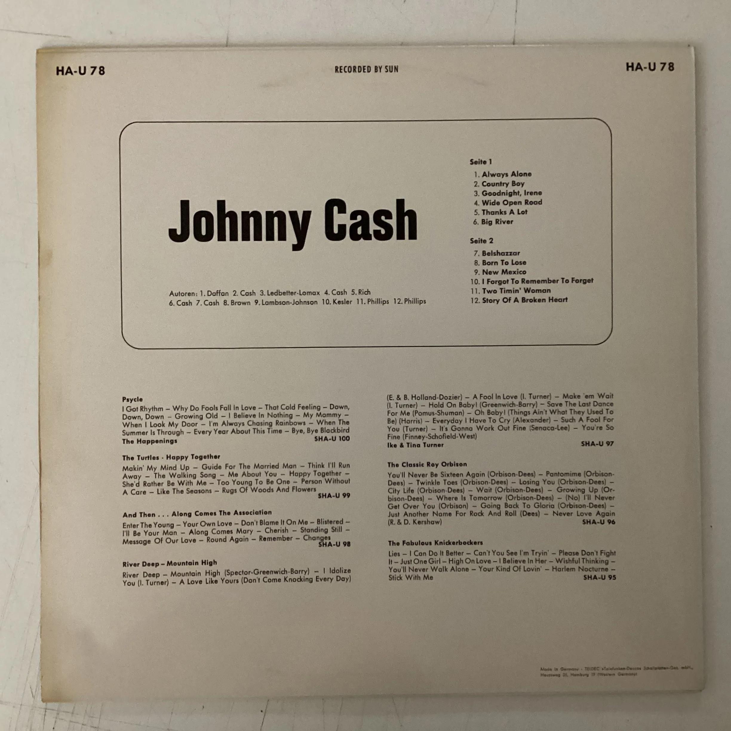 CASH, JOHNNY = JOHNNY CASH (GERMANY 1964) (USED)