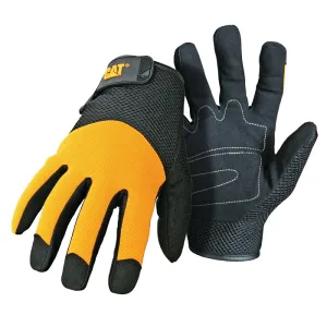 CAT CAT012215M Utility Gloves, M, Wrist Strap Cuff, Synthetic Leather, Black/Yellow :PR: QUANTITY: 1