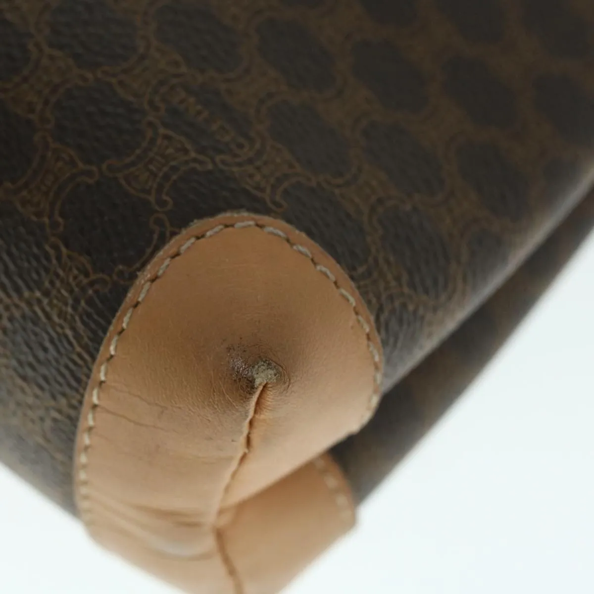 CELINE Macadam Canvas Clutch Bag PVC Leather Brown Auth yk9795