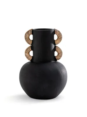 Ceramic & rattan vase