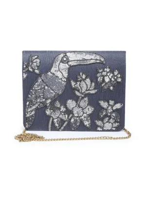 Charcoal Grey Sequinned Toucan Clutch
