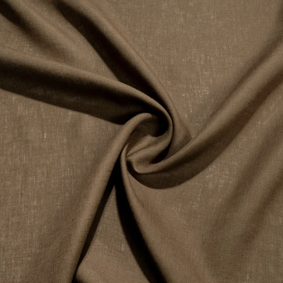 Chocolate Brown Plain Italian Pure Linen