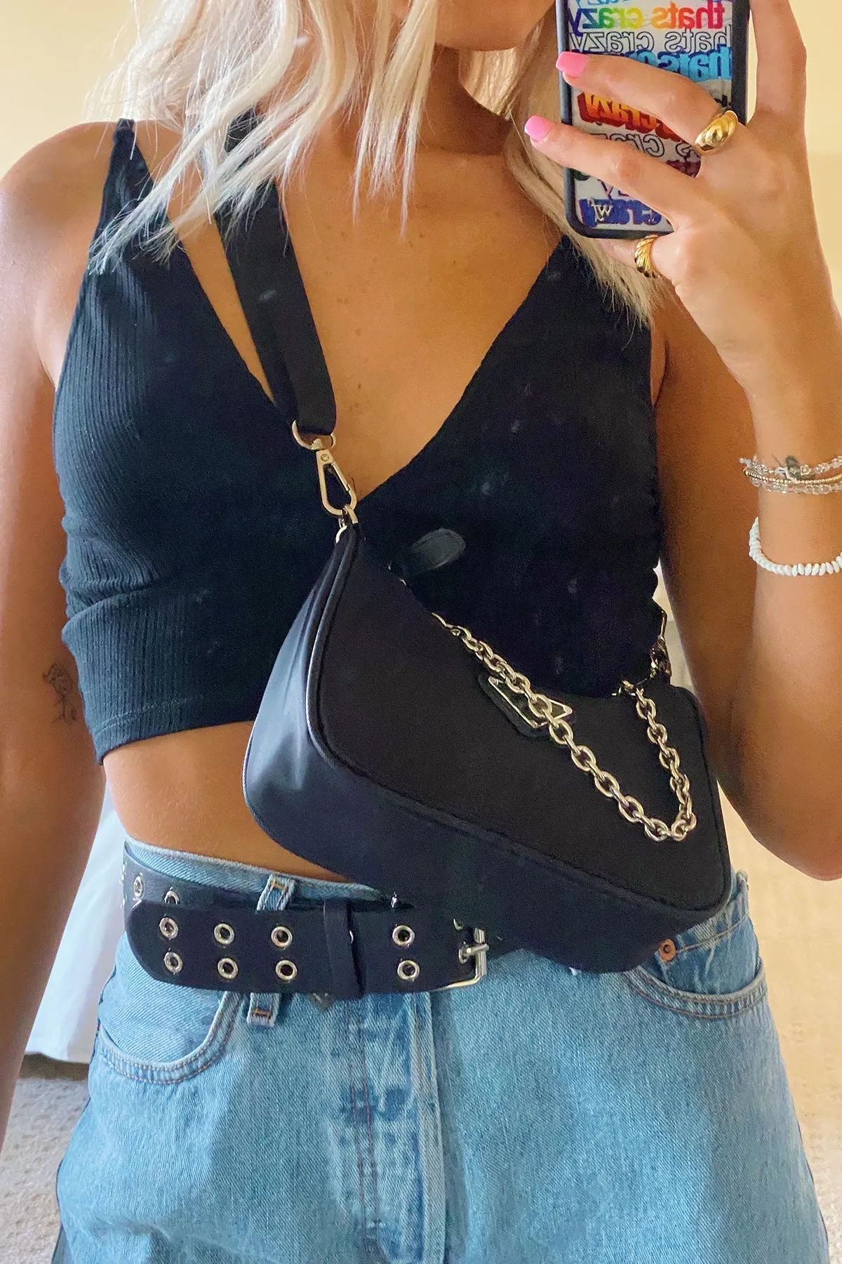 City Type Mini Bag with Chain and Shoulder Strap - FINAL SALE