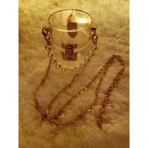 Clear Acrylic Clutch with Pearl Handle