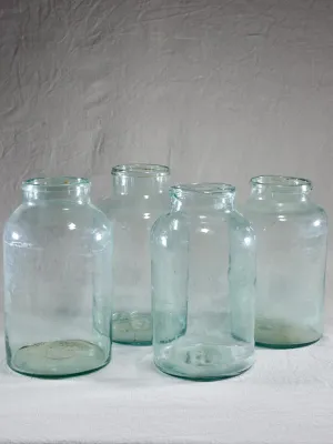 Collection of four large antique French preserving jars 13½"