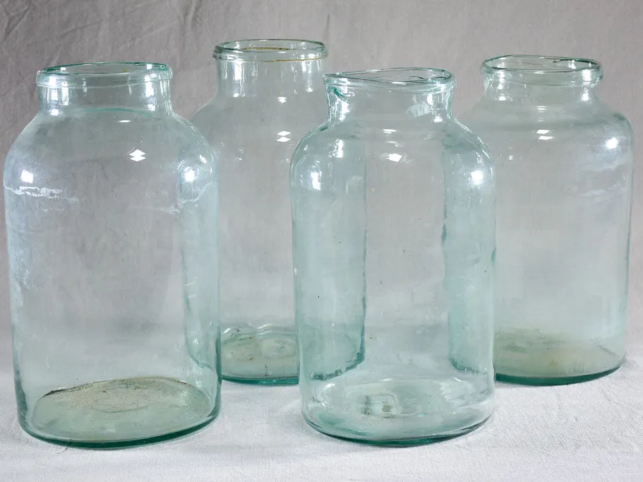 Collection of four large antique French preserving jars 13½"