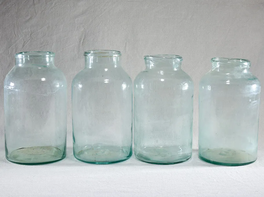 Collection of four large antique French preserving jars 13½"