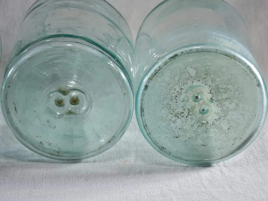 Collection of four large antique French preserving jars 13½"