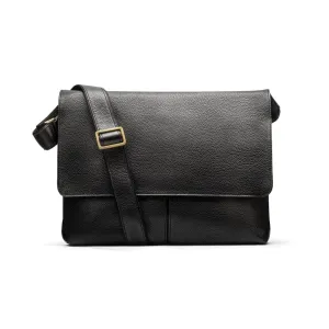 Courier's Leather Messenger Bag - Black Pebble Grain