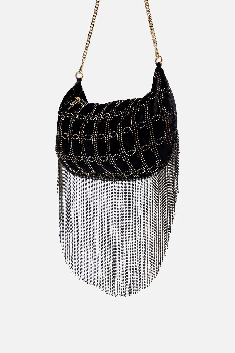 CRESCENT CLUTCH SHOULDER BAG SOLID BLACK