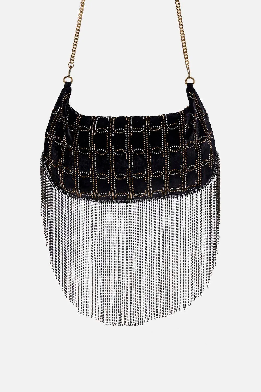 CRESCENT CLUTCH SHOULDER BAG SOLID BLACK