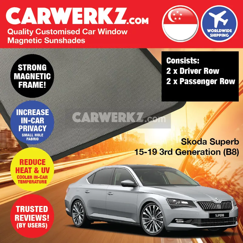 Customised Window Magnetic Sunshades for Skoda Superb 2015-2024 3rd Generation (B8 3V) Czech Republic Sedan