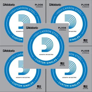 Daddario Set of 5 PL008 Plain Steel Guitar Strings .008