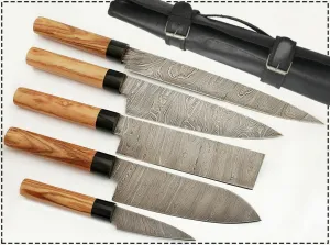 Damascus Knife Kitchen 5pc Professional Chef Knife Set