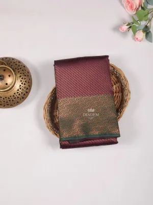 Dark Purple Art Silk Saree with Stripes on the body and Contrast Zari Border