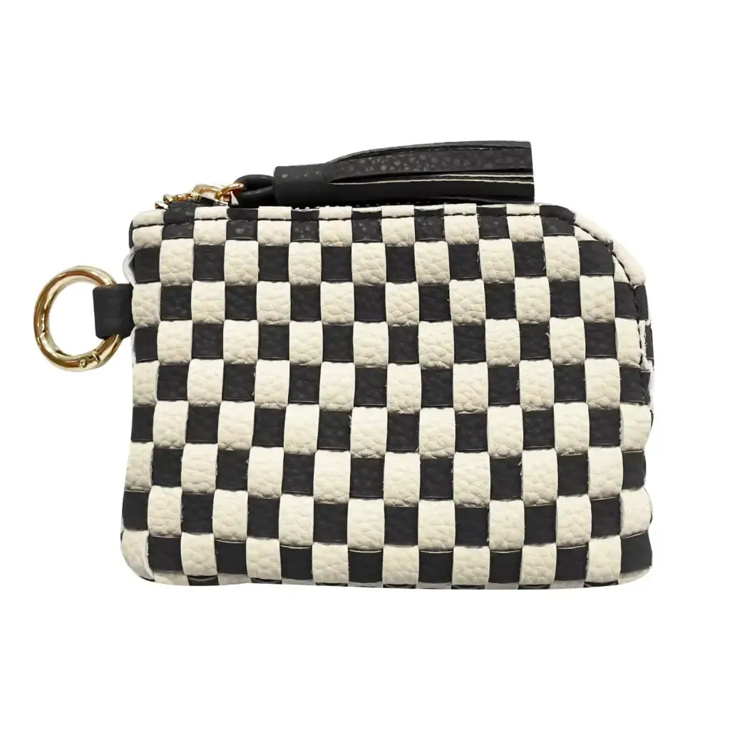 Devin Coin Purse in Black and White Checkered