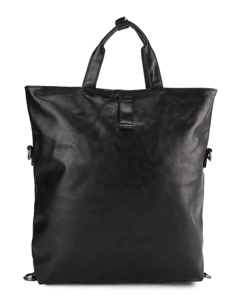 Distressed Leather Hitch Totepack - Black