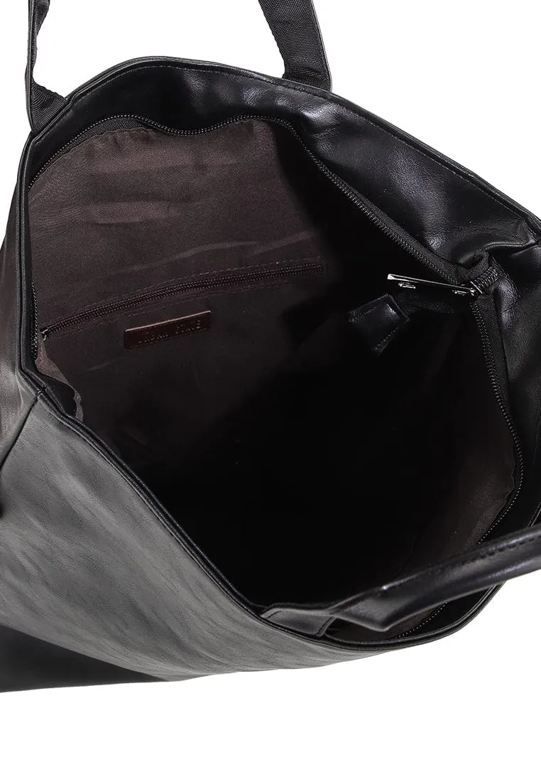 Distressed Leather Hitch Totepack - Black