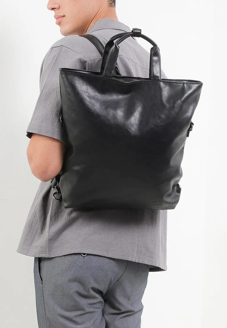 Distressed Leather Hitch Totepack - Black