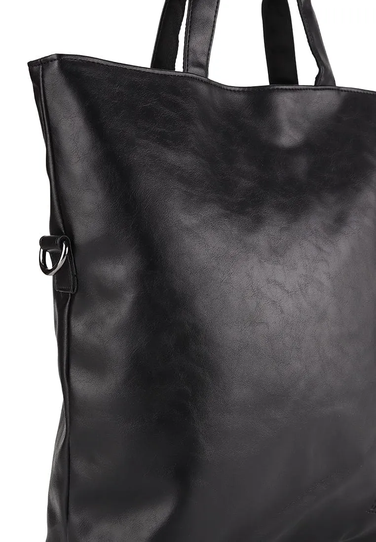Distressed Leather Hitch Totepack - Black