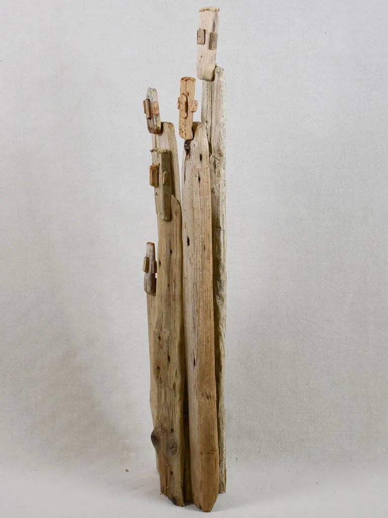 Driftwood totem sculpture by JP Dreano - 5 characters 32"