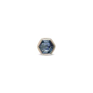 Ela •  14K Gold Hexagon Gemstone Threadless Ends • London Blue Topaz