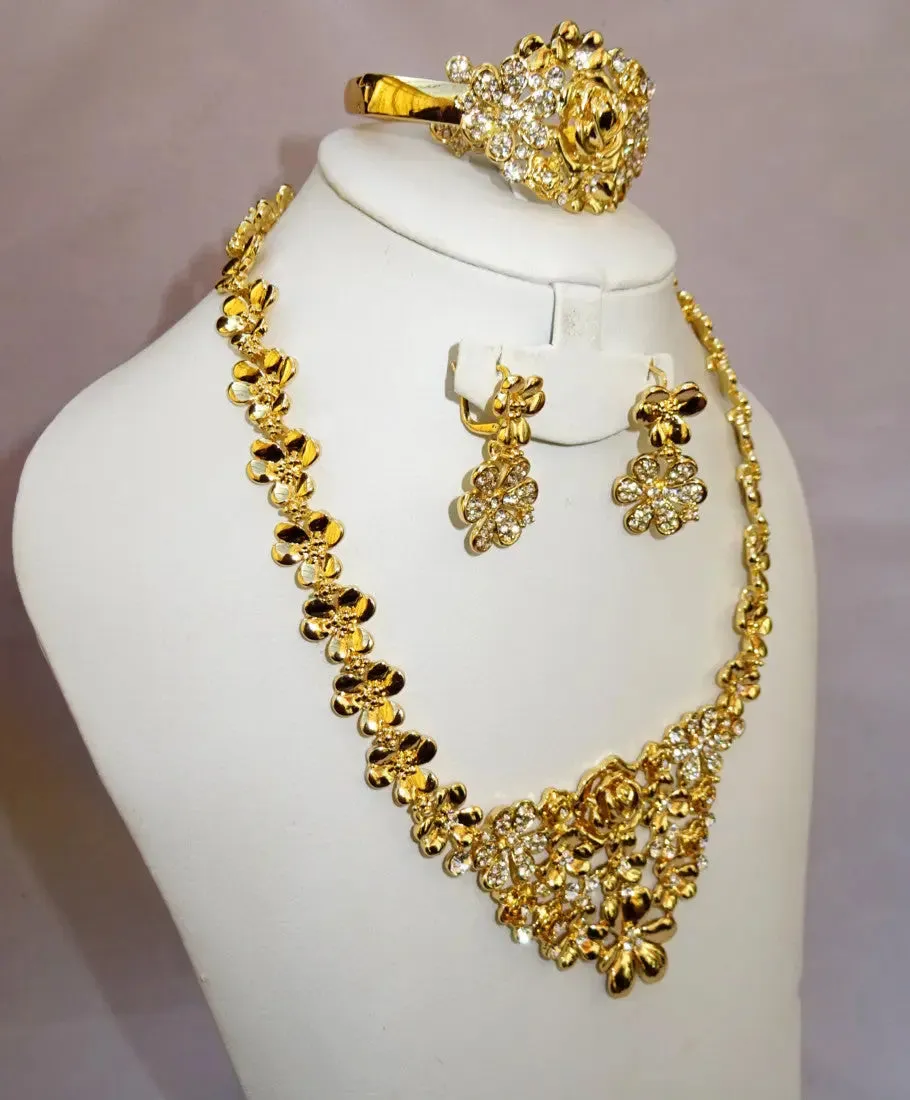 Elegant New Design Gold Plated Necklace Jewellery Set