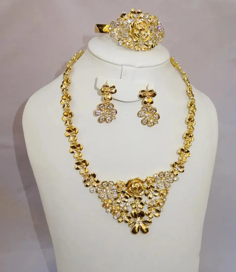 Elegant New Design Gold Plated Necklace Jewellery Set