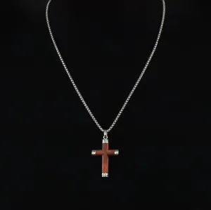 Eligio Stainless Steel Chain Necklace with Rosewood Crucifix