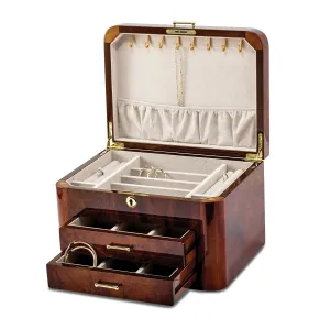 Elm Burl Double Braided Accents Jewelry Chest